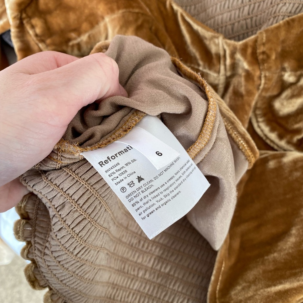 Reformation Velvet Copper Gold Women's Corset Blouse Size 6 - Picture 7 of 7